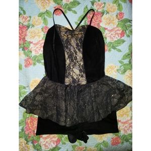 Black velvet unitard with tutu